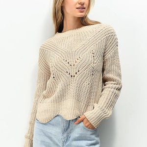 Almost Famous Nude Cable Mix Stitch Sweater - Size Small